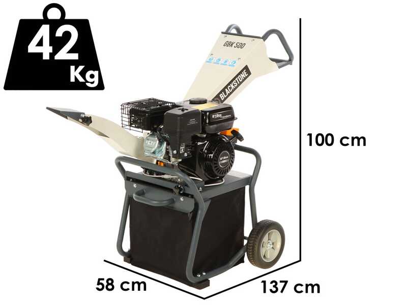 BlackStone GBK 500 &ndash; 2-in-1-Benzin-H&auml;cksler mit Fangkorb und Trichterauswurf &ndash; Ducar DH212