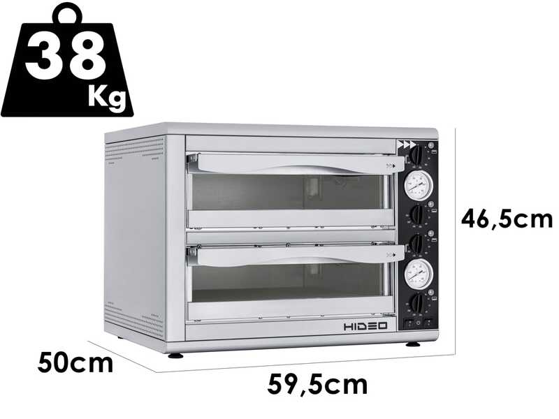 Prismafood HIDEO 2/40 &ndash; Backofen f&uuml;r Pizza - 3200 W