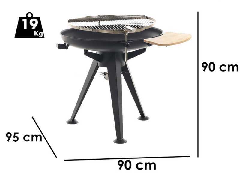 Royal Food BBQ2 - Kohlegrill mit drehbarem Doppelgrillrost - Kohlenbecken &Oslash; 86 cm