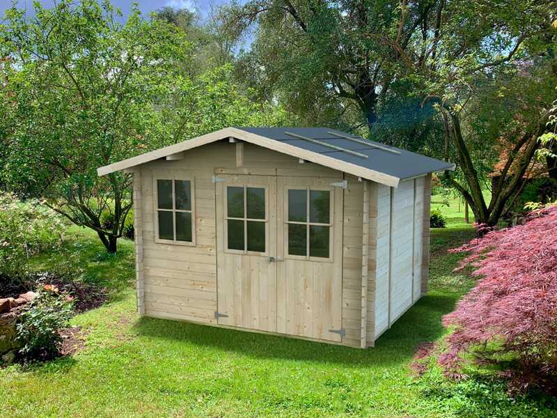 Alce Cortona Express 296x249 &ndash; Ger&auml;tehaus aus Holz &ndash; Mit Fenstern und Doppelfl&uuml;gelt&uuml;r &ndash; 296x249x220 cm