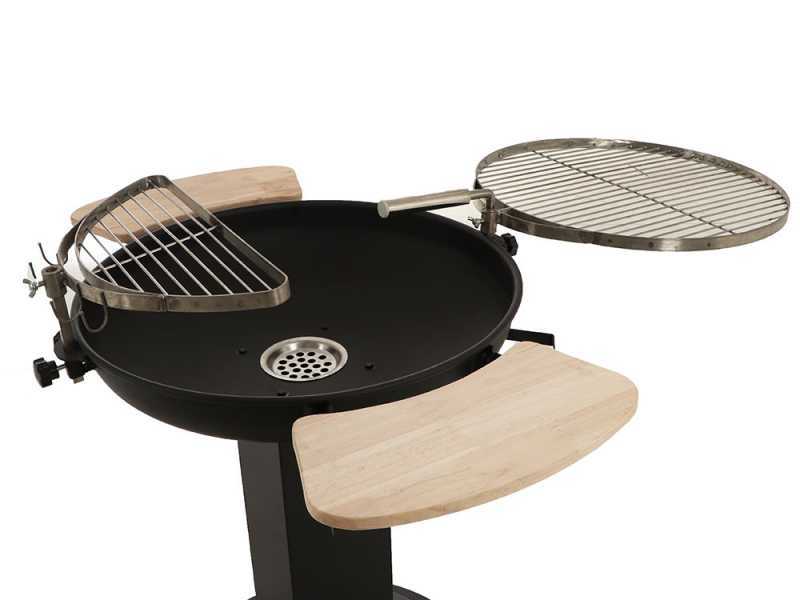 Royal Food BBQ6 - Kohlegrill mit drehbarem Doppelgrillrost aus Edelstahl - Kohlenbecken &Oslash; 60 cm