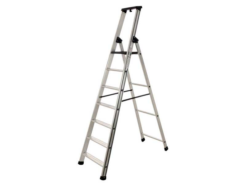S.T.P. Issima &ndash; Aluminium-Stufenstehleiter mit St&auml;nder &ndash; 7 Stufen &ndash; 2,20 m