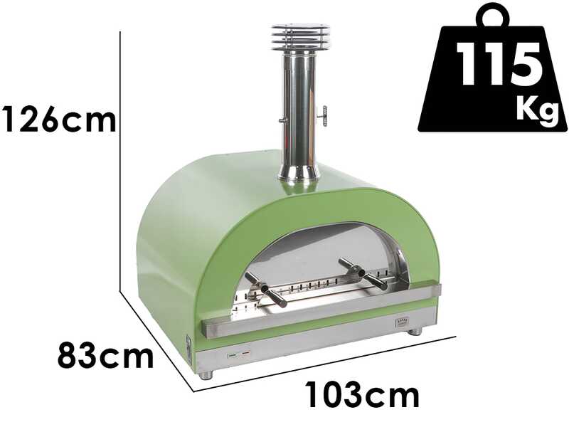 Clementi Gold &ndash; Holzbackofen f&uuml;r Pizza &ndash; Backfl&auml;che 80 x 60 - 4 Pizzen - Gr&uuml;n