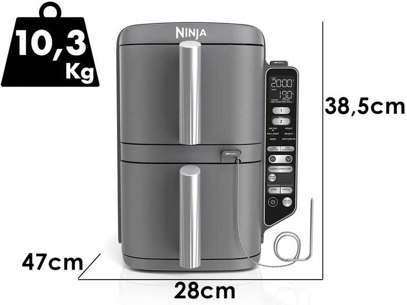 Ninja Double Stack XL SL451EU &ndash; Hei&szlig;luftfritteuse 9,5 l &ndash; SmartCook-System