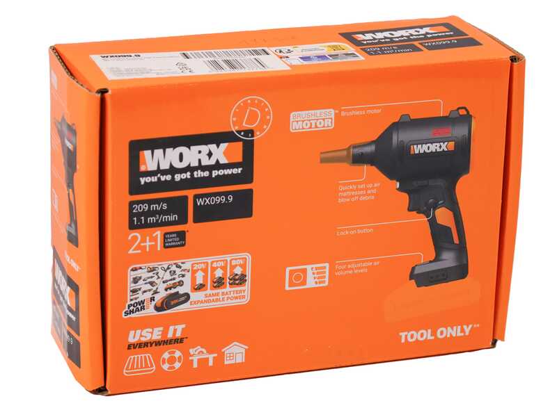 Worx Nitro WX099 &ndash; Akku-Staubbl&auml;ser &ndash; PRO-Akku 20 V / 4 Ah