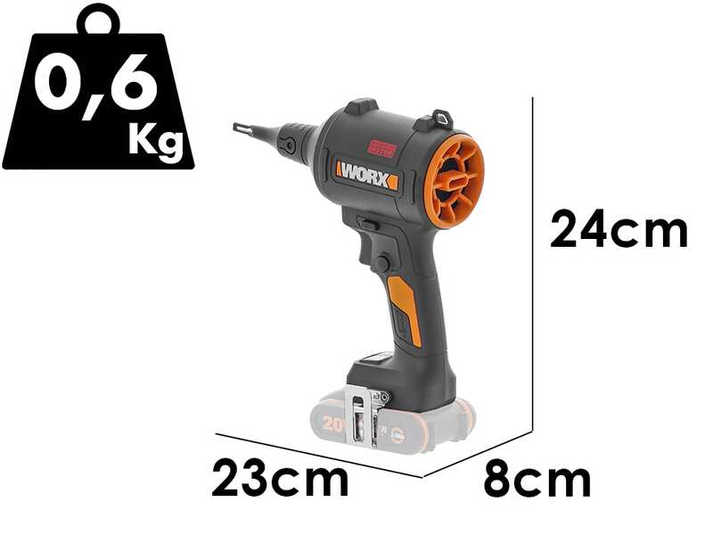 Worx Nitro WX099 &ndash; Akku-Staubbl&auml;ser &ndash; PRO-Akku 20 V / 4 Ah