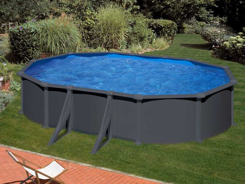 Gre Anthracite Oval 610 x 375 x 132 cm &ndash; Stahlwandpool