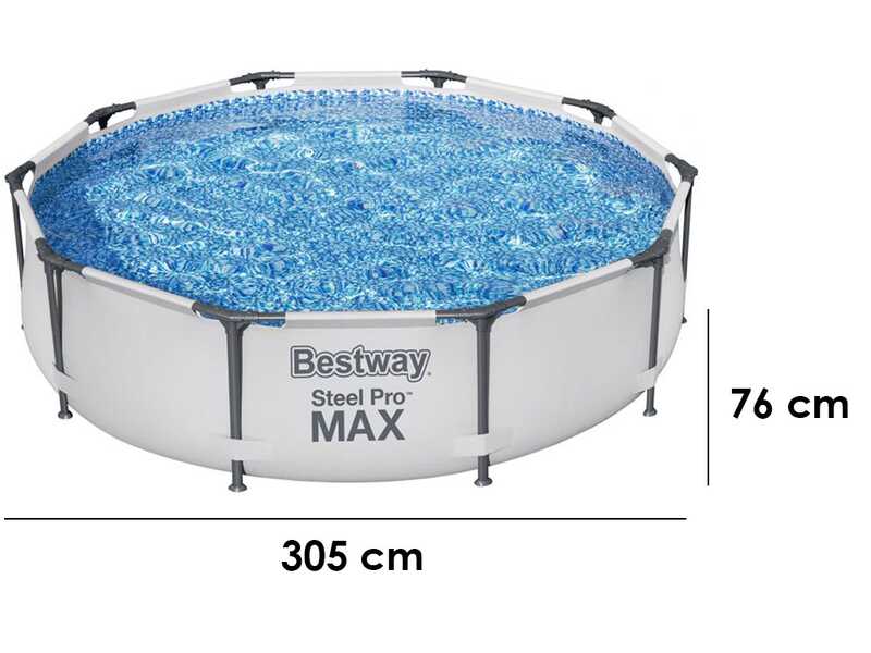 Bestway Steel Pro Max 56408DE - &Oslash;305x76 cm - Runder Pool + Pumpenfilter 16 W