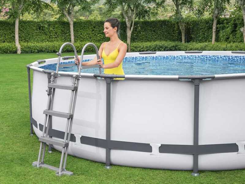 Bestway Steel Pro Max 56418DE - &Oslash;366x100 cm - Runder Pool + Filterpumpe und Leiter