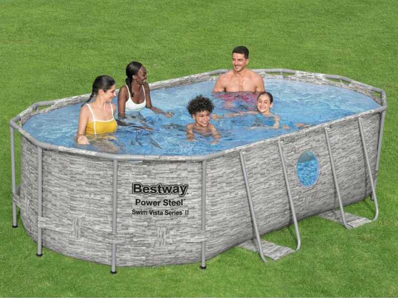 Bestway Power Steel Swim Vista 56714DE - 427x250x100 cm - Ovaler Frame Pool