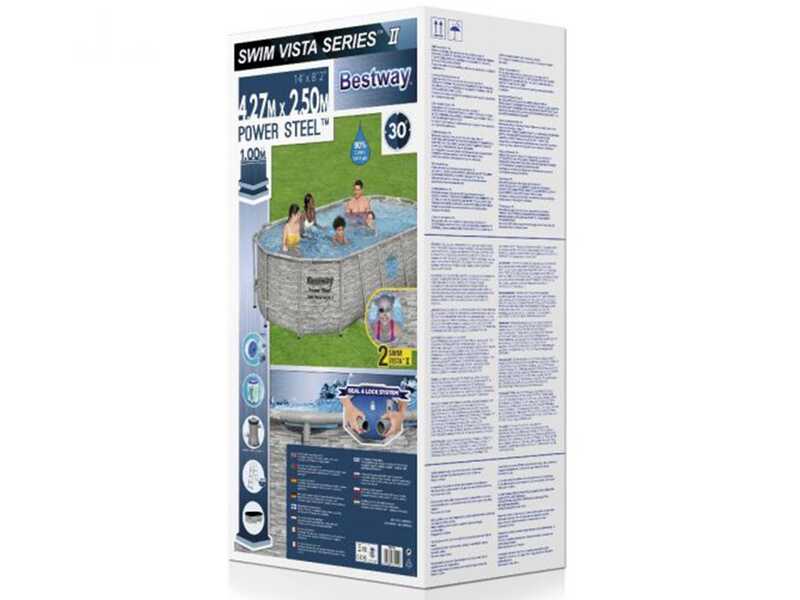 Bestway Power Steel Swim Vista 56714DE - 427x250x100 cm - Ovaler Frame Pool