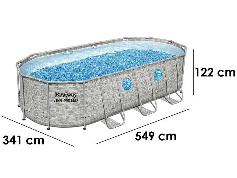 Bestway Steel Pro Max Splashview 56716DE - 549x274x122 cm - Frame Pool, oval, f&uuml;r 7-8 Personen