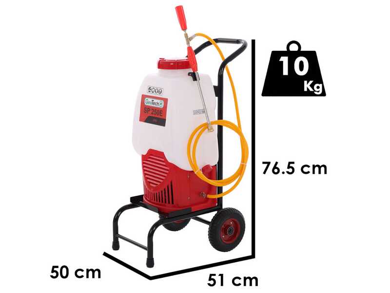 GeoTech SP 250 E &ndash; Akku-Druckspritze &ndash; R&uuml;ckentragbar + Trolley &ndash; 25 L