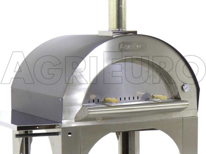 AgriEuro Cibus Inox 100x80 - Edelstahl Holzbackofen f&uuml;r drau&szlig;en - Backf&auml;higkeit: 5 Pizzen