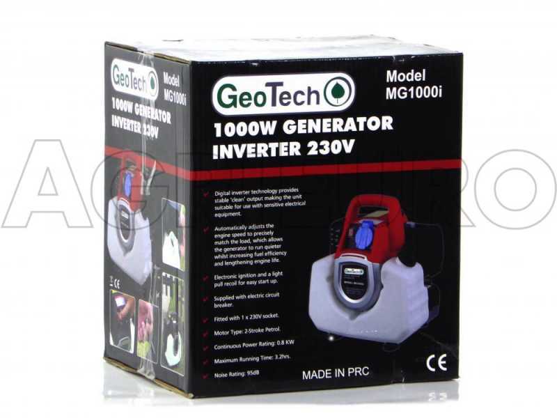 GeoTech MG1000i - Tragbarer leiser Inverter-Stromerzeuger 1 kW - Dauerleistung 0.8 kW - 230V