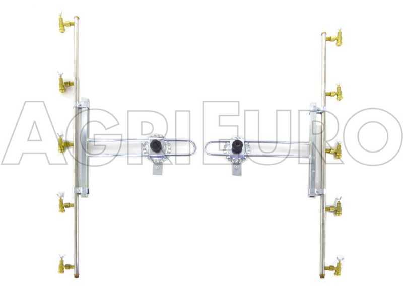 Spritzbalken aus Edelstahl Fl&uuml;gelmutter aus Messing 5+5 D&uuml;sen, Halterung aus Edelstahl