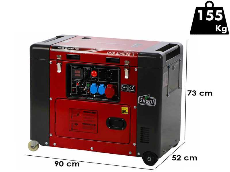 GeoTech Pro DGP8000SE-3 -Diesel-Stromerzeuger leise mit R&auml;dern mit AVR-Regelung 6 kW - Dauerleistung 5.5 kW 400V + ATS
