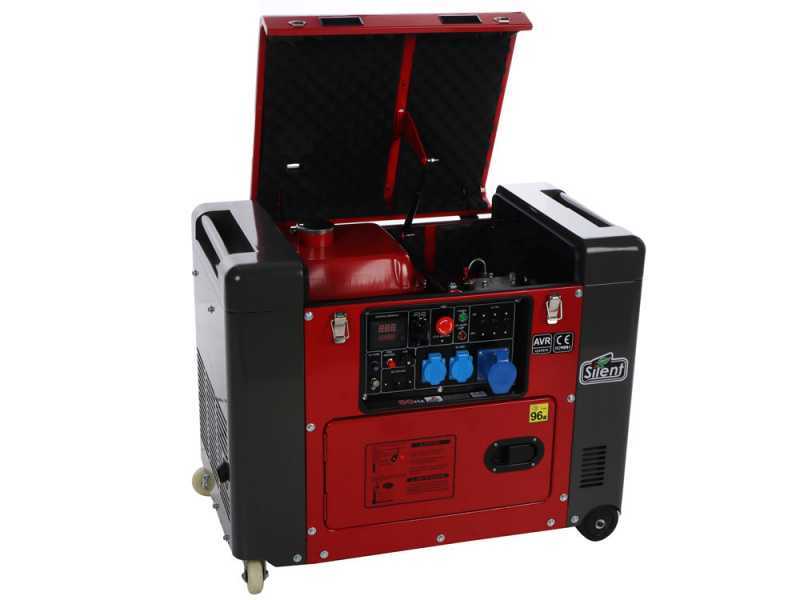 GeoTech Pro DGP8000SE - Diesel-Stromerzeuger leise mit R&auml;dern mit AVR-Regelung 6 kW - Dauerleistung 5.5 kW - 230V