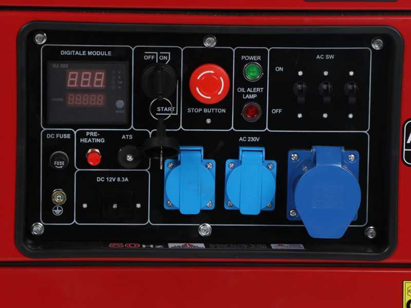 GeoTech Pro DGP8000SE - Diesel-Stromerzeuger leise mit R&auml;dern mit AVR-Regelung 6 kW - Dauerleistung 5.5 kW - 230V