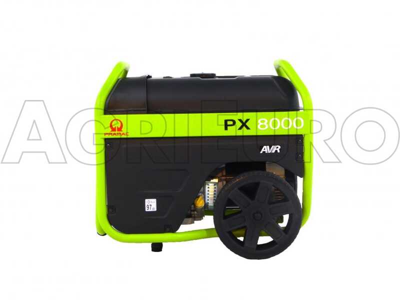 Pramac PX 8000 - Benzin-Stromerzeuger mit R&auml;dern mit AVR-Regelung und Elektrostarter 5.4 kW - Dauerleistung 4.5 kW - 230V