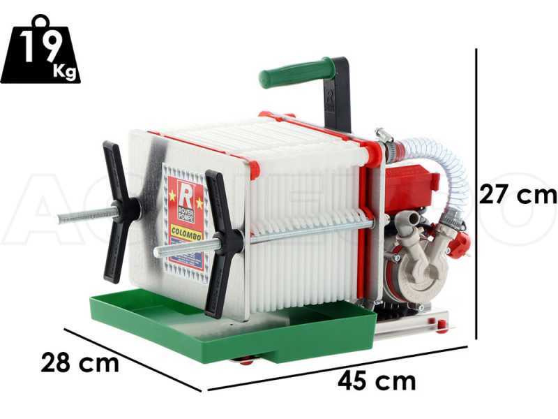 Rover Colombo 18 Inox - Wein Schichtenfilter mit Kartons und Platten - Weinpumpe in Novax