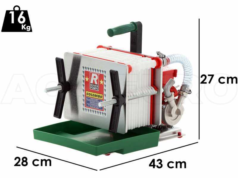 Rover Colombo 12 Inox - Wein Schichtenfilter mit Kartons und Platten - Weinpumpe in Novax