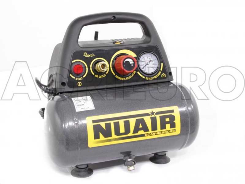 Nuair New Vento  200/8/6 - Elektrischer kompakter Kompressor - Motor 1.5 PS oilless - 6 Lt