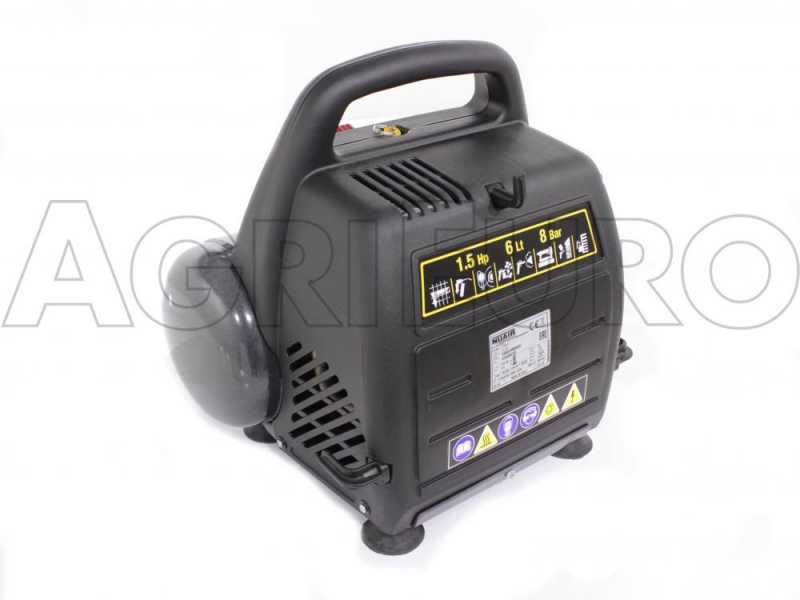 Nuair New Vento  200/8/6 - Elektrischer kompakter Kompressor - Motor 1.5 PS oilless - 6 Lt