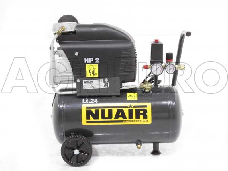 Nuair FC2/24 - Elektrischer Kompressor mit Wagen - Motor 2 PS - 24 Lt - Druckluft. Wartungsset f&uuml;r den Kompressor kostenlos.