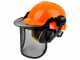 Professioneller Schutzhelm mit Mützenschirm und Schutzkopfhörer