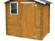 Alce Livia 198x130 L&auml;rche &ndash; Ger&auml;tehaus aus Holz &ndash; Mit Frontfenster &ndash; 198x130x205 cm
