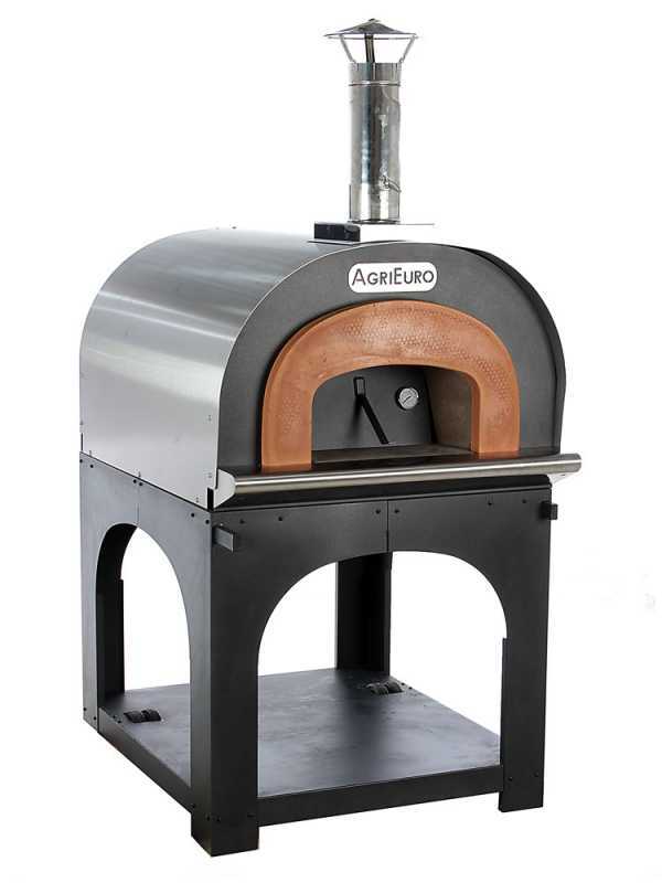 AgriEuro Cibus Inox 800 - Edelstahl Holzbackofen f&uuml;r drau&szlig;en - mit Backraum &Oslash; 80 - Backf&auml;higkeit: 5 Pizzen