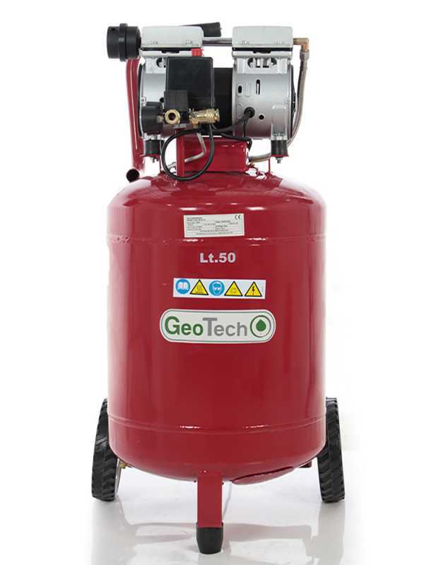 GeoTech S-AC50V-8-10 - elektrischer Kompressor - oilless Motor 1 PS - 50 Lt vertikal leise