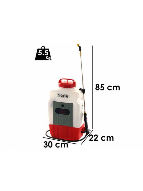 Batteriebetriebene R&uuml;ckenspritze f&uuml;r Unkrautvernichtung S16-E Wortex - 4 bar mit Akku 12V/8A