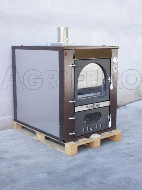 AgriEuro Magnus 100 Deluxe INC - Einbau-Holzbackofen aus Edelstahl - kupferfarben