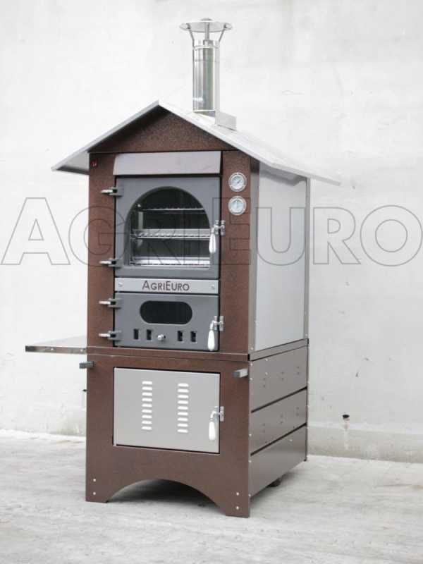 Holzbackofen f&uuml;r drau&szlig;en aus Edelstahl AgriEuro Medius 80 Deluxe EXT, kupferfarben