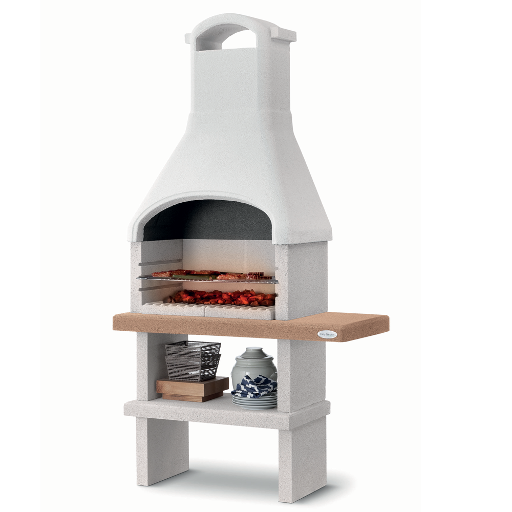 Beton-Grill Für Holzkohle – Fertigkonstruktion, 90 Cm Lang, 184 Cm Hoch (Grillrost Edelstahl)