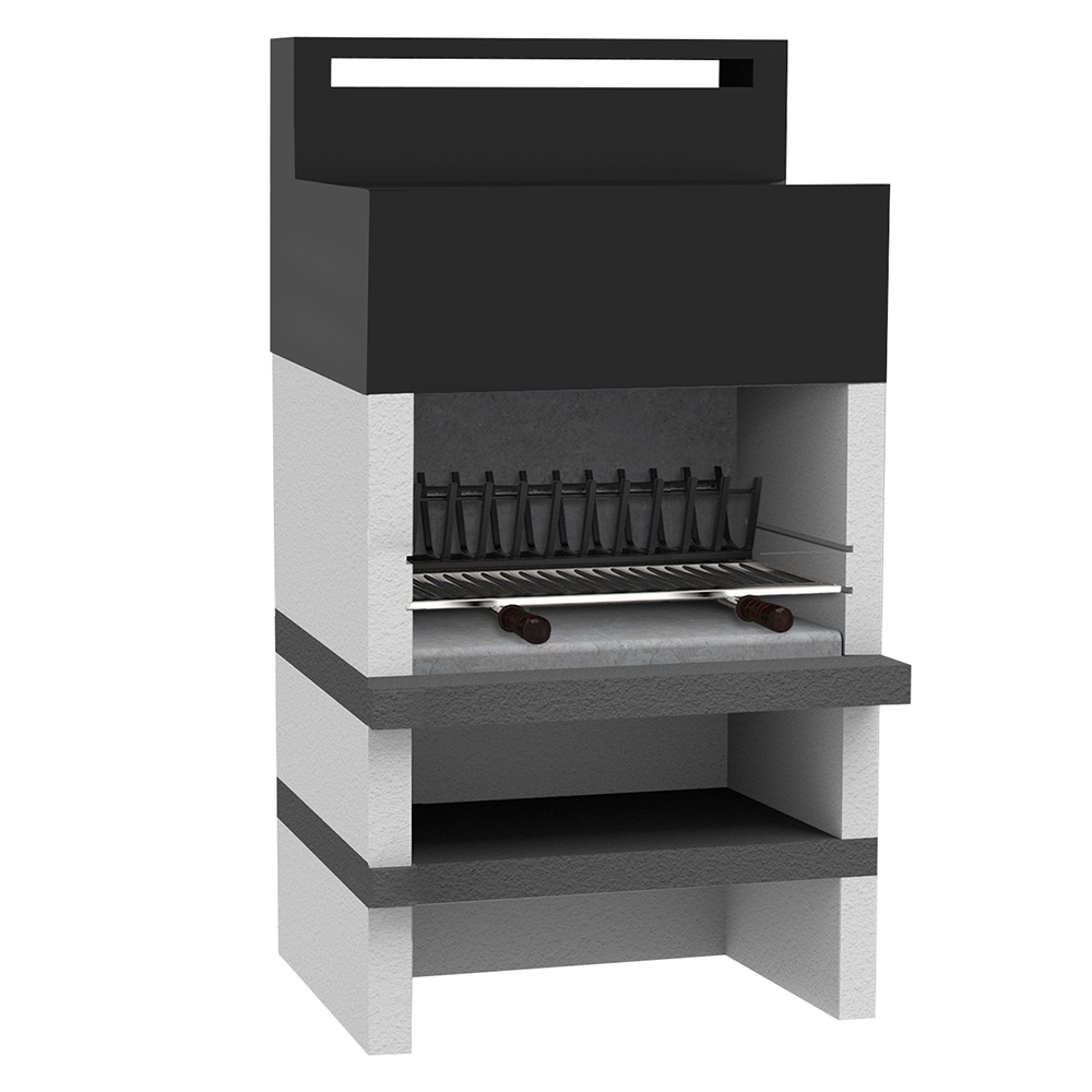 Beton-Grill Für Holzkohle – Fertigkonstruktion, 90 Cm Lang, 184 Cm Hoch (Grillrost Edelstahl)