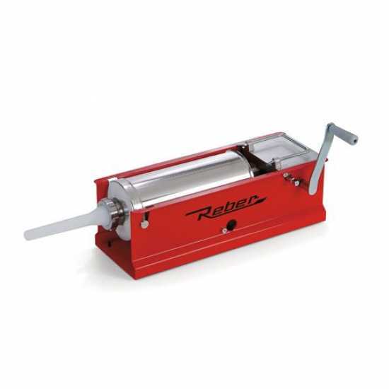 Roter manueller Tisch-Wurstf&uuml;ller Reber 8950 N INOX mit 2 Geschwindigkeiten - F&uuml;llmenge 5 Kg