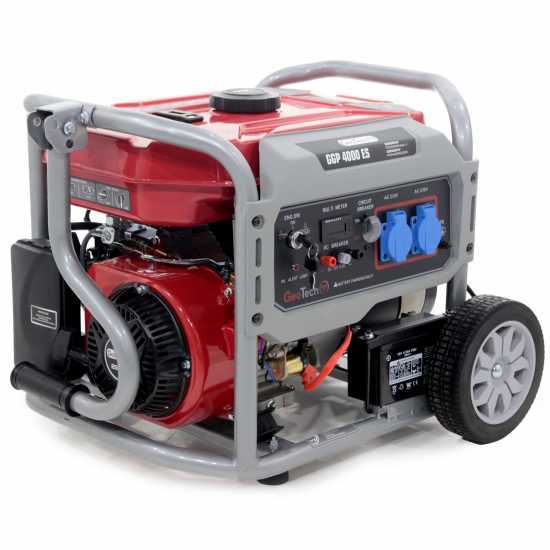 GeoTech Pro GGP 4000 ES - Benzin-Stromerzeuger mit R&auml;dern und AVR-Regelung 3.6 kW - Dauerleistung 3.2 kW - 230V