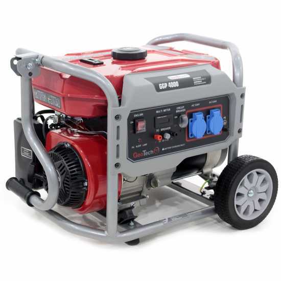GeoTech Pro GGP 4000 - Benzin-Stromerzeuger mit R&auml;dern und AVR-Regelung 3.6 kW - Dauerleistung 3.2 kW - 230V