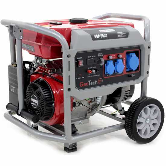 GeoTech Pro GGP 6500 - Benzin-Stromerzeuger mit R&auml;dern und AVR-Regelung 5.4 kW - Dauerleistung 5 kW - 230V