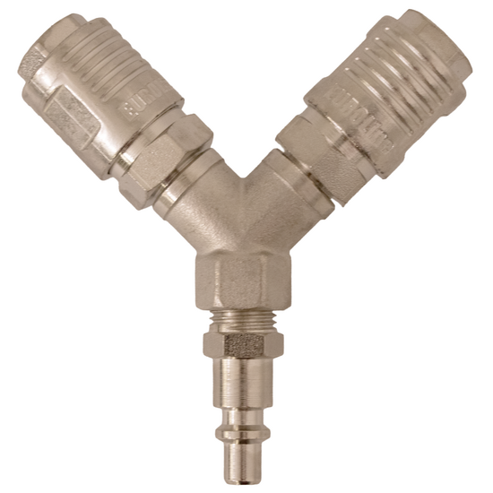 Y-Verteiler mit Kupplungen - 2 Schnellkupplungen mit Innengewinde