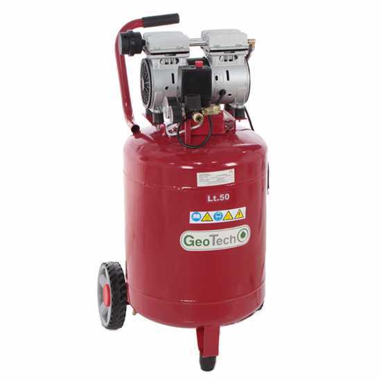 GeoTech S-AC50V-8-10 - elektrischer Kompressor - oilless Motor 1 PS - 50 Lt vertikal leise