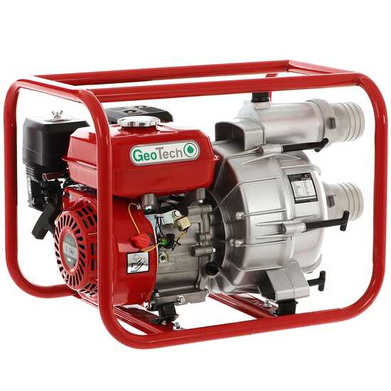 Selbstansaugende Benzin Motorpumpe GeoTech LTP80 für Schmutzwasser, Anschlüsse 80 mm