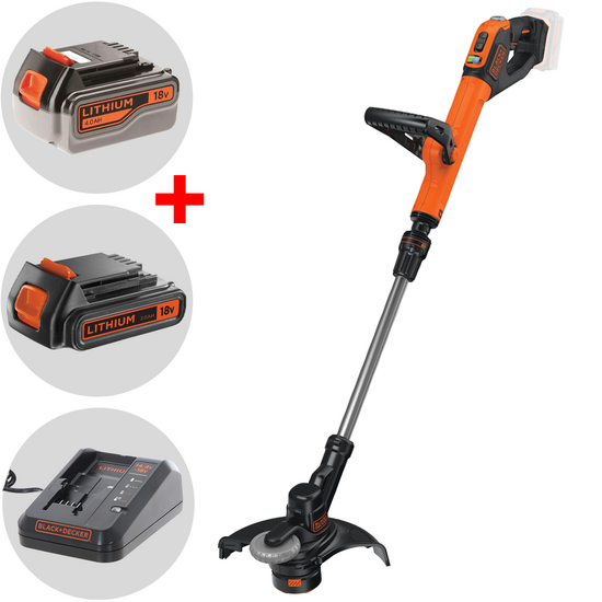 Black & Decker STC1840EPC-QW - Rasentrimmer - Motorsense mit Lithium-Batterie 18V 4Ah + Gratis 18-V-Akku 2 Ah