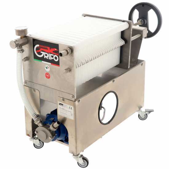 Grifo Professional FCP30-Olio - Oliven&ouml;lfilter - mit 30 Platten und Filterkartons - Liverani INOX Pumpe