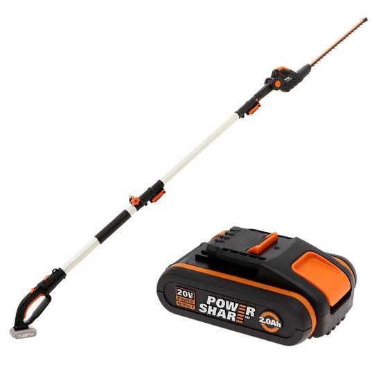 Elektrische Heckenschere mit Akku Worx WG252E - auf Teleskopschaft Akku 20V - Schwert 45 cm aus Stahl