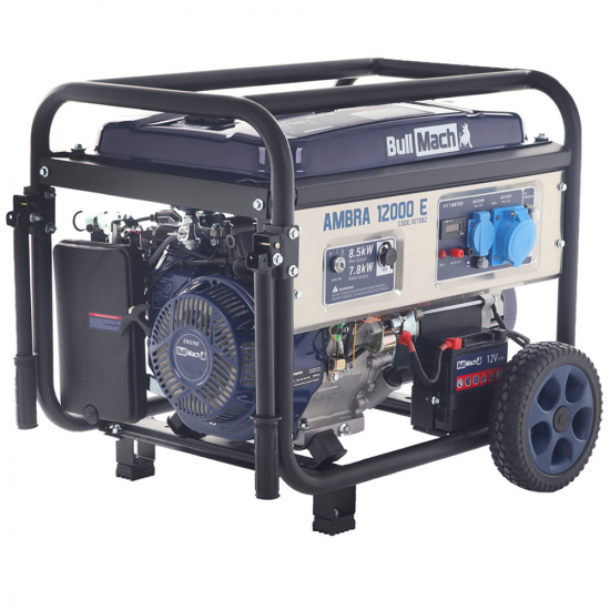 BullMach AMBRA 12000 E - Benzin-Stromerzeuger mit R&auml;dern und AVR-Regelung - 8.5 kW - Dauerleistung 7.8 kW - 230V