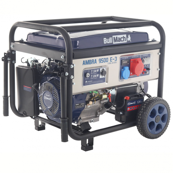 BullMach AMBRA 9500 E-3 - Benzin Stromerzeuger 400V dreiphasig  - 7,0 kW - mit R&auml;dern